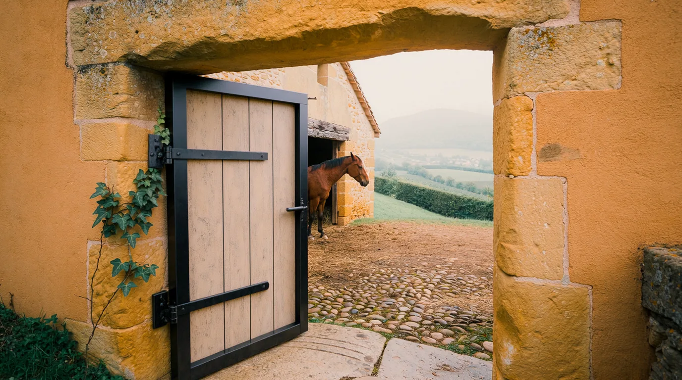 Entrée, Andrew Armstrong, centre équestre à Saint-Jean-de-Thurigneux